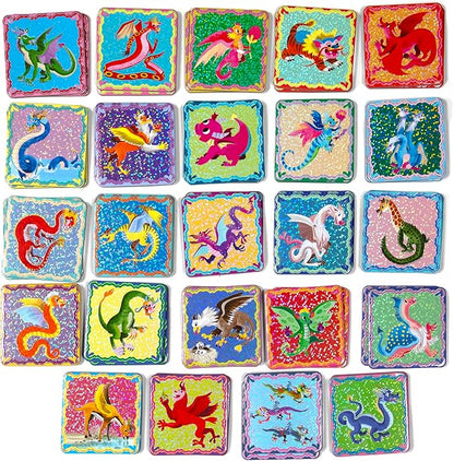 eeBoo: Memory and Matching Game - Shiny Dragons - 24 Pairs Develops Recognition Concentration Memory &amp Vocabulary Skills Age 3+