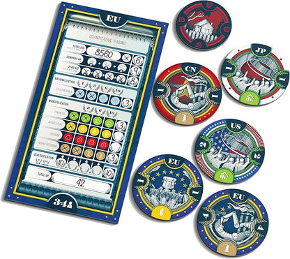 Allplay QE (Quantitative Easing) Board Game | Economic Auction Bidding Game for Families &amp Adults | 3-5 Players 30 Min Playtime Strategy Party Game with Unlimited Bidding