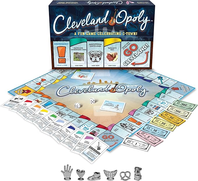 Late for The Sky Cleveland-Opoly Board Game – Cleveland Ohio City Edition Family Property Trading Game for Kids &amp Adults 2–6 Players Ages 8+ Game Night Gift