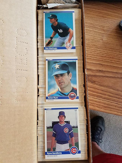 1984 Fleer Complete Baseball Set (660 Cards) (Don Mattingly Rookie) (Darryl Strawberry Rookie) (Ryne Sandberg) (Wade Boggs) (Tony Gwynn) (Cal Ripken Jr.) (Pete Rose) (Mike Schmidt) (Carl Yastrzemski)