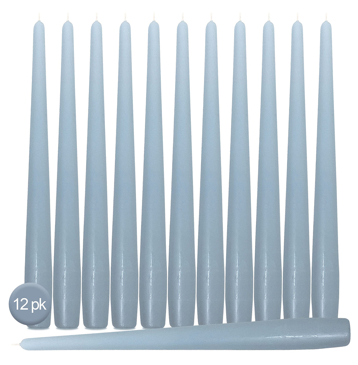 Hyoola Tall Taper Candles - 10 Inch Ice Blue Unscented Dripless Taper Candles - 8 Hour Burn Time - 12 Pack