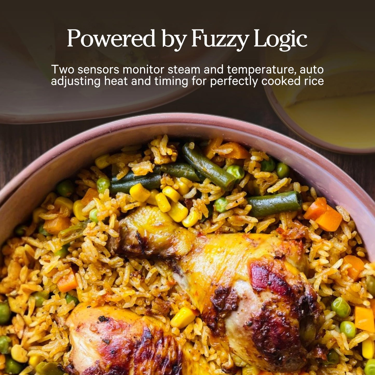Our Place Rice Cooker | Compact Rice Cooker 3-Cup Uncooked / 6-Cup Cooked with Ceramic Nonstick Inner Pot | Fuzzy Logic Multi-Cooker for White & Brown Rice, Oatmeal & Grains | Delay Timer & Auto Keep Warm | Steam