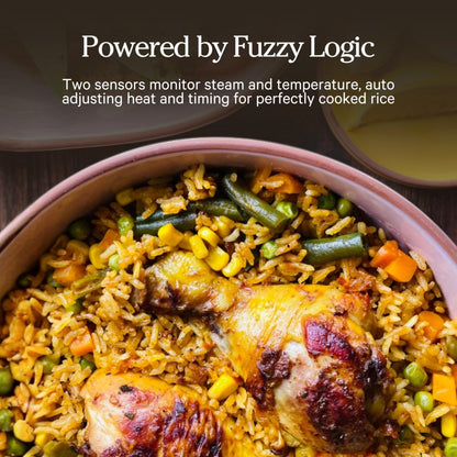 Our Place Rice Cooker | Compact Rice Cooker 3-Cup Uncooked / 6-Cup Cooked with Ceramic Nonstick Inner Pot | Fuzzy Logic Multi-Cooker for White & Brown Rice, Oatmeal & Grains | Delay Timer & Auto Keep Warm | Steam