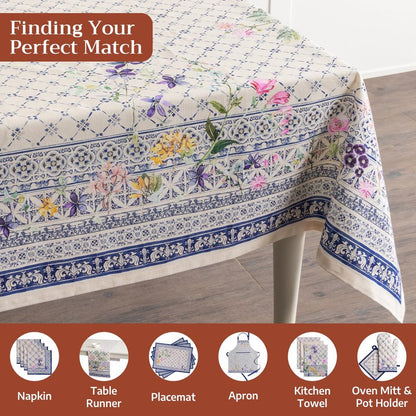 Maison d' Hermine Table Cloth Rectangle Table 100% Cotton 54 x 72 Inches Tablecloth Reusable Decorative for Dining Kitchen Room Farmhouse Home Gifts for Mothers Day Spring Summer - Faience