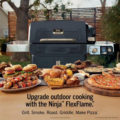 Ninja FlexFlame Grill and Smoker | Electric and Propane Grill, Roaster, BBQ Grill | 5-in-1 Cooking System | 3 Burner | Digital Control | Outdoor Cooking, Griddle, Pizza Maker | Blue | PG301BL