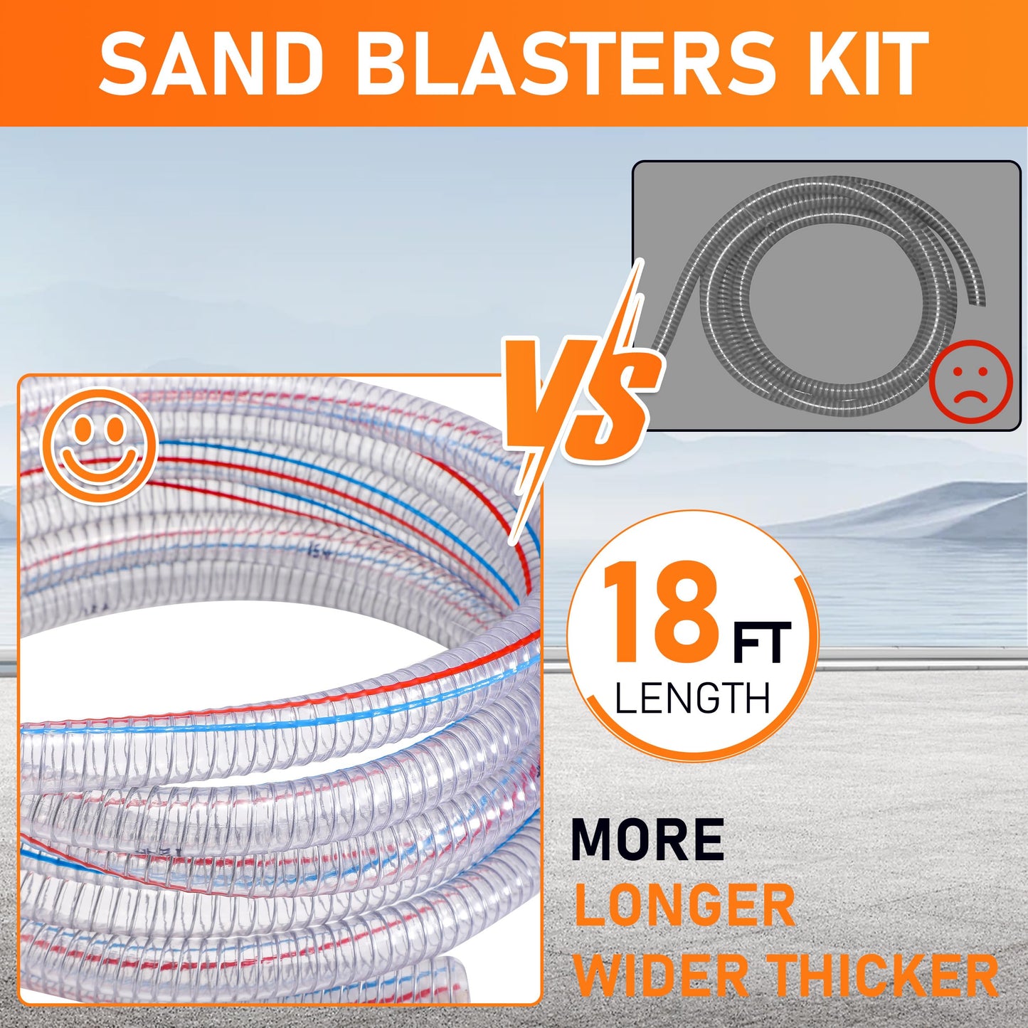 RIDGE WASHER Pressure Washer Sandblasting Kit, Dustless-Wet Sand Blaster for Pressure Washers, 5000 PSI, 8.0 GPM, 1/4 Inch Quick Connect