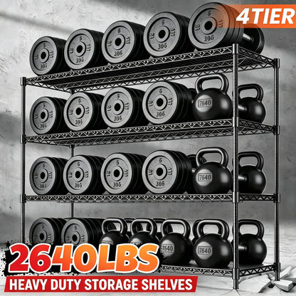 RackBro 60" W Storage Shelves 2640 LBS Heavy Duty Garage Shelving, Adjustable Wire Shelving Metal Shelving with Liners, Fits 27-Gallon Totes, 60" W x 18" D x 68.4" H for Commercial Warehouse, Black