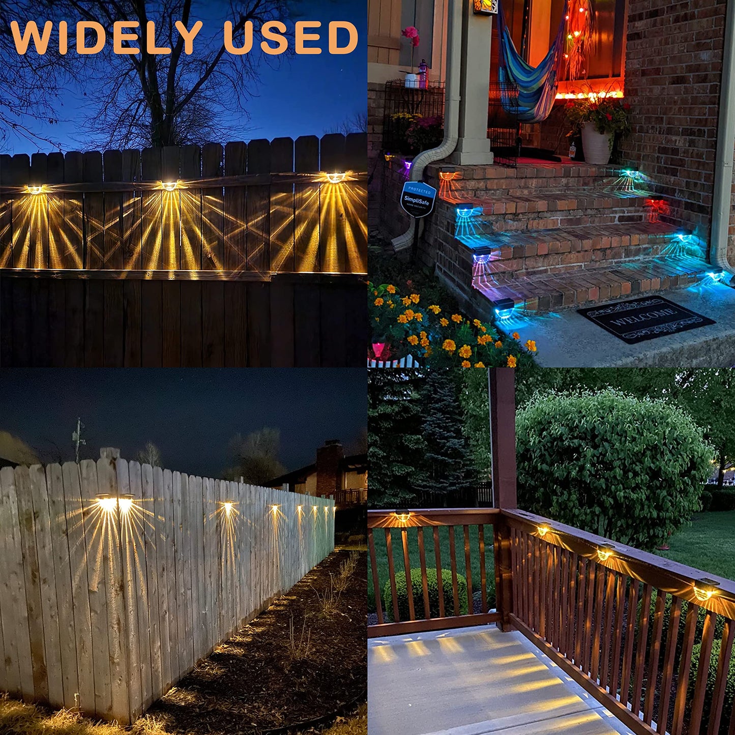 Melunar Solar Deck Lights, 6 Pack Waterproof LED Solar Step Light Outdoor, Fence Lights Solar Powered for Outside, Garden, Patio, Stairs,Yard,10 Lumens, Warm White/Color Changing Lighting