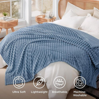 Bedsure GentleSoft King Blanket - Cozy Soft Throw for Couch, Cute Blue Design, 108x90 Inches