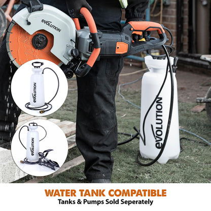 Evolution R12DCT 12 Inch Concrete Saw with Water Fed Dust Suppression (Aka Angle Grinder, Cut Off Saw, Masonry) Electric, No Gas, 4-1/2" Cut - Incl Premium Diamond Blade (Formerly R300DCT+)