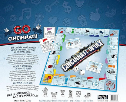 Late for The Sky Cincinnati-Opoly Board Game – Family Strategy Game for 2-6 Players Opoly-Style City Landmarks Fast One-Hour Option Fun Gift for Adults and Kids 8+