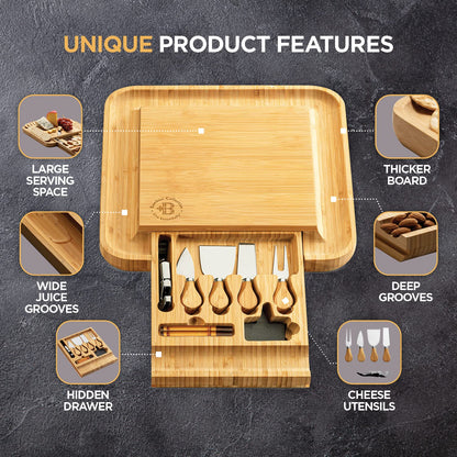 Charcuterie Board Gift Set - Bamboo Cheese Board and Knife Set - Housewarming Gifts for New Home, Wedding Gifts for Couples 2025, Bridal Shower Gifts, Birthday Gifts for Women