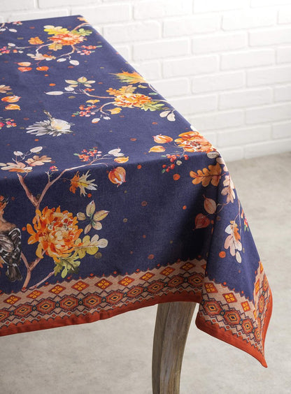 Maison d' Hermine Table Cloth Rectangle Table 100% Cotton 60 x 120 Inches Fall Tablecloth Reusable Everyday Use for Thanksgiving Christmas Decorations Dining Farmhouse Party (Kelim - Infinity)