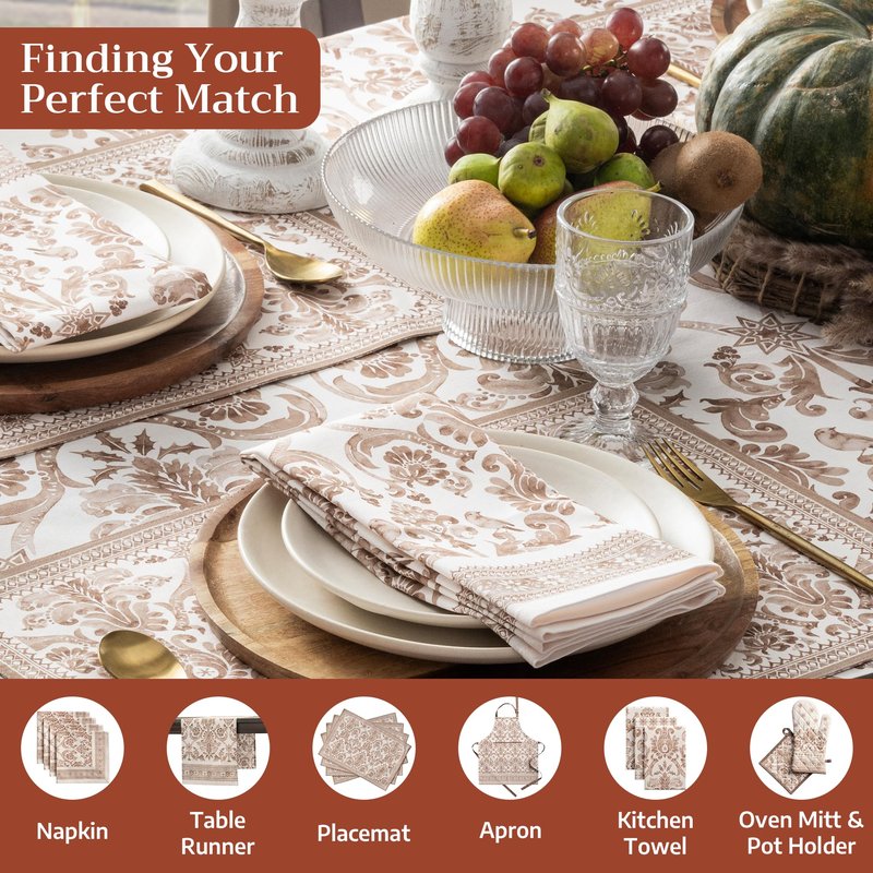 Maison d' Hermine Table Cloth Square Table 100% Cotton 54 x 54 Inches Fall Tablecloth Reusable Everyday Use for Thanksgiving Christmas Decorations Dining Farmhouse Party (Allure)