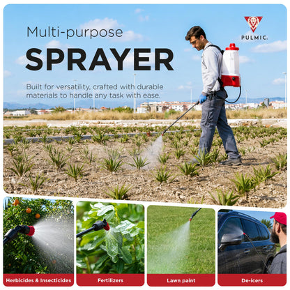 PULMIC Electric Backpack Sprayer 4 Gallon Battery Powered Sprayer for Lawn, Garden & Farm – Adjustable Pressure, High-Performance Sprayer Pump, Lithium Battery, Multi-Nozzle Kit, 7-Hour Autonomy.