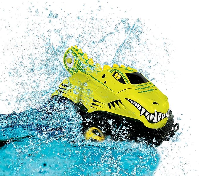 Kid Galaxy Amphibious RC Car Mega Morphibians Crocodile. All Terrain Remote Control Toy 2.4 Ghz Yellow&ampblack