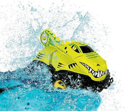 Kid Galaxy Amphibious RC Car Mega Morphibians Crocodile. All Terrain Remote Control Toy 2.4 Ghz Yellow&ampblack