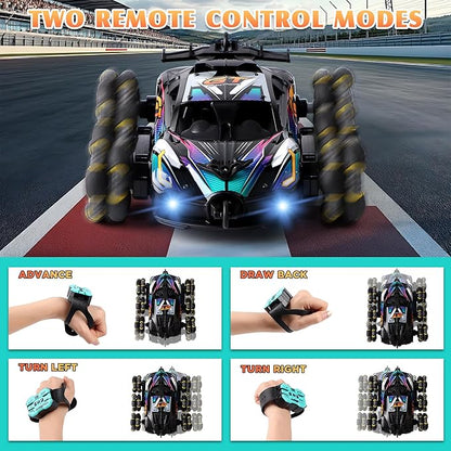 Cool 6 Wheel Gesture Control RC Stunt Car Double Sided Climbing with Music &amp Spray Boys &amp Girls Ages 6 7 8-12 Ideal Christmas &amp Birthday Gift