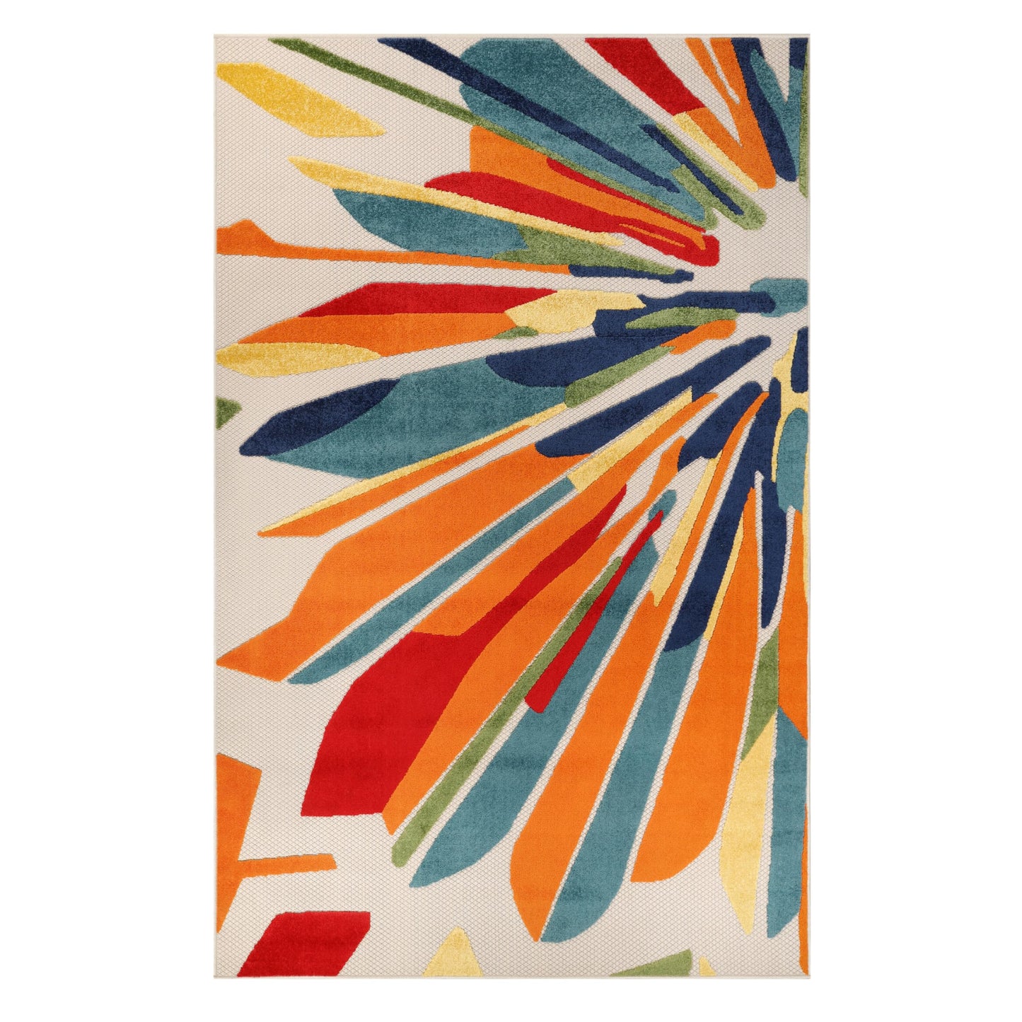 Superior Indoor Outdoor Area Rug, Perfect for Patio, Bedroom, Kitchen, Living Room, Entryway, Playroom, Nursery, Carpet Cover, Abstract Geometric Modern, Leander Collection, 4' x 6', Cream