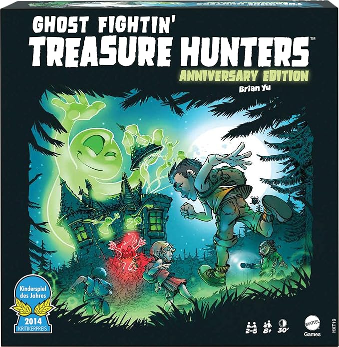 Mattel Games Ghost Fightin’ Treasure Hunters Anniversary Edition Board Game Cooperative Family Game with Two Ways to Play Including a One vs. All Mode for 2-5 Players
