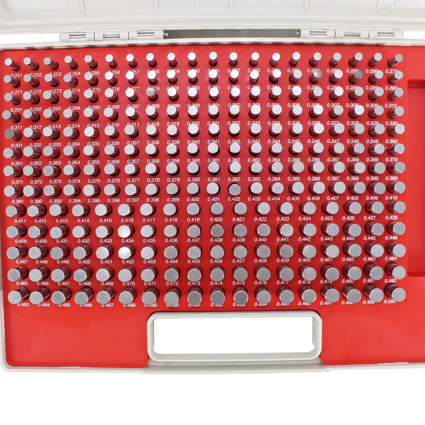 TEXALAN(R) Plus Pin Gage Set with Storage Case Steel for Measuring Holes 250pcs 0.251"-0.500" M2