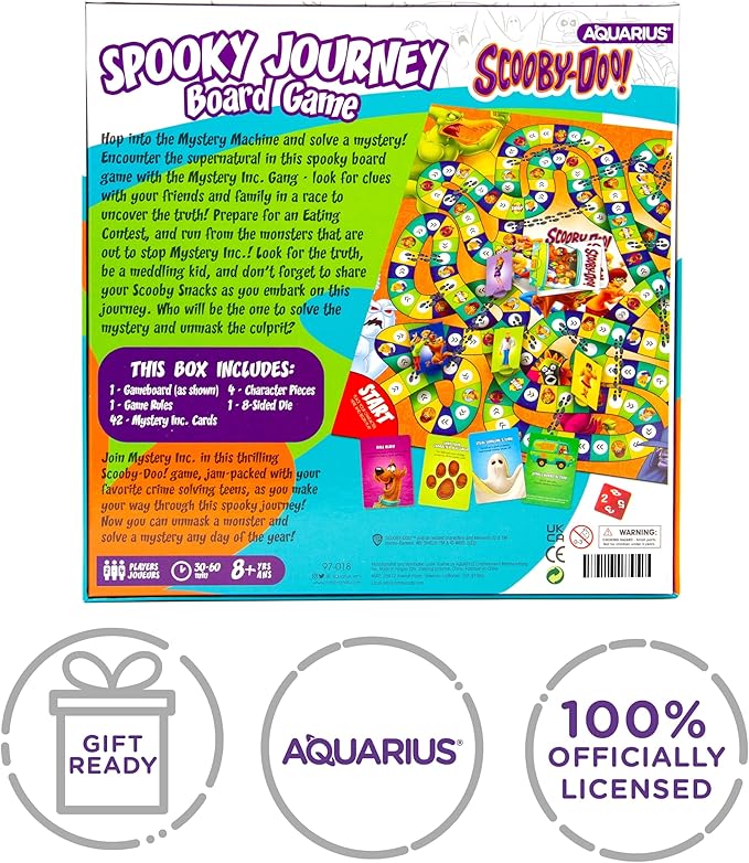 AQUARIUS Scooby-Doo Journey Board Game - Fun for Kids &amp Adults - Officially Licensed Scooby-Doo Merchandise &amp Collectibles (97018) Blue White Orange for 96 months