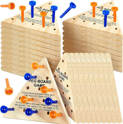 50 Pack Wooden Peg Games Bulk Triangle Wooden Board Games Triangle Game Wooden Triangle Board Games Family Travel Games Fun Triangle Puzzle Wooden Strategy Toy for Adults Teens
