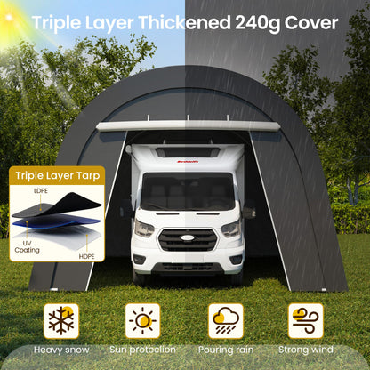 Wisteria Lane Heavy Duty Carport with 4 Cloth Bags, All-Weather Car Canopy with 2 Roll-up Doors, Portable Garage Storage Shelter Shed for Boat, Truck, or Garden Tools, 12' x 25'