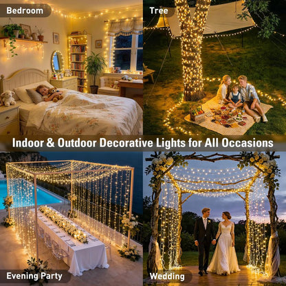 JMEXSUSS 168FT 600 LED String Lights for Outside Clear Wire, Warm White Christmas Lights Outdoor Waterproof, Tree Lights Outdoor Plug in for Patio Wedding Party Holiday Christmas Bedroom Pergola Decor