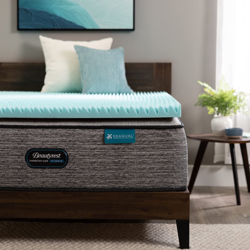 Beautyrest Cool Wave Plus Convoluted Pressure-Relieving Memory Foam Mattress Topper, Twin XL, 3-Inch,Blue