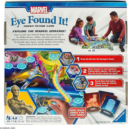 Ravensburger Marvel Eye Found It! Board Game - Engaging Puzzle Game for Kids and Adults | Features Beloved Marvel Characters | Encourages Memory and Observation Skills | Ideal Gift for Marvel Fans