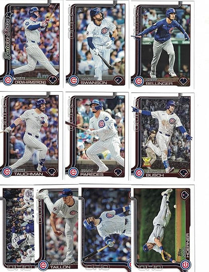 Chicago Cubs/Complete 2025 Topps Chicago Cubs Baseball Card Team Set (Series 1 and 2) with (23) Cards. *Plus Bonus* This listing includes (5) Bonus Chicago Cubs Baseball Cards!