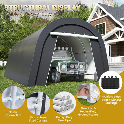 FansaFurn Heavy Duty Carport with 4 Cloth Bags, All-Weather Car Canopy with 2 Roll-up Doors, Portable Garage Storage Shelter Shed for Cars, Truck, or Garden Tools, 13' x 20'