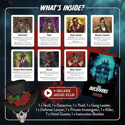 The Deceivers – Murder Mystery Party Game | Like Werewolf | Adult Board Game Night Family Games Secret Spy Games &amp Traitor Role-Playing | Bluffing Deception and Strategy - CRYPTIC KILLERS