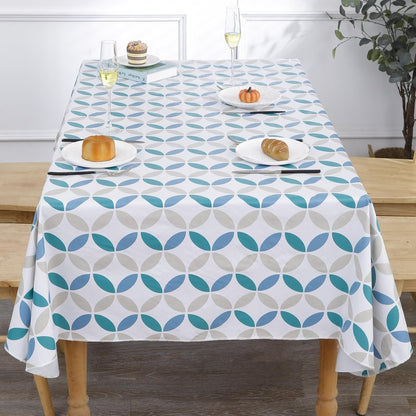 Walrus Heavy Duty Vinyl Tablecloth with Flannel Backing Waterproof Oil-Proof Plastic Table Cloth Stain-Resistant Wipeable Table Cover for Indoor and Outdoor (Geometric Leaf,60x84 Inch)