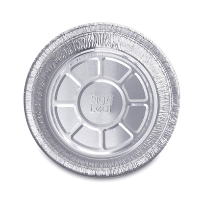 Fig & Leaf (40 Pack) Premium 6-Inch Round Foil Pans with Plastic Dome Lids l Heavy Duty l Disposable Aluminum Tin for Roasting, Baking, or Cooking