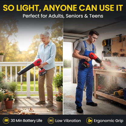 Bullseye Blower – Cordless Leaf Blower, Handheld Turbo Jet with 2 Batteries, 20V 350W Electric Air Power for Patio, Garage Cleaning and Car Drying – As Seen on TV