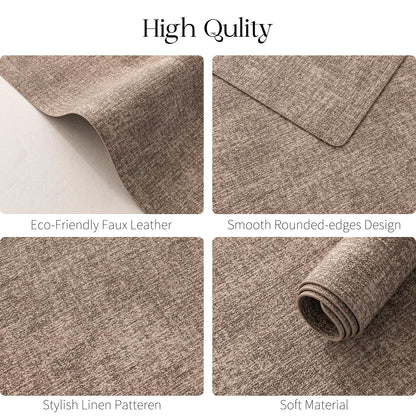 MOSAYT Faux Leather Placemats Set of 12, Heat Resistant Vinyl Place Mats with Coasters, Wipeable Washable 100% Waterproof Oil Proof Table Mat for Kitchen Dining Party Indoor Outdoor, 12" x 17", Khaki