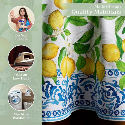 Maison d' Hermine Table Cloth Round Table 100% Cotton 63 Round Inches Tablecloth Reusable Decorative for Dining Kitchen Room Farmhouse Home Gifts for Mothers Day Spring Summer - Cedrat
