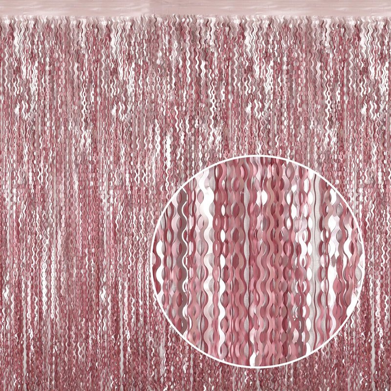 4 Pack 3.3x6.6ft Pink Tinsel Curtain Party Backdrop - Wavy Foil Fringe Curtain Party Streamers for Girl Princess Bachelorette Disco Party Decorations