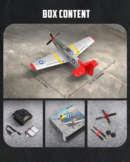 VOLANTEXRC RC Plane 4 Channel Remote Control Airplane Fighter RTF with 6-Axis Gyro 3 Modes &amp Aerobatics Easy to Fly 2.4GHz Radio Controlled Aircraft for Beginners &amp Adults P51D Mustang Re