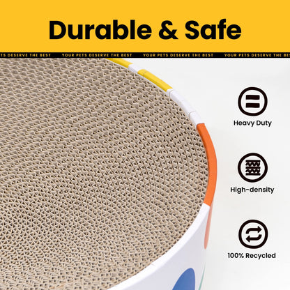 Conlun Cat Scratcher Cardboard,2 in 1 Oval Cat Scratch Pad Bowl for Indoor Kitty Grinding Claw,Round Kittens Scratching Board Corrugated Lounge Pet Beds&Furniture Protector for Couch&Carpets&Sofas