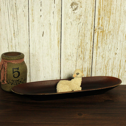CVHOMEDECO. Primitives Oval Decorative Plate Wooden Candle Plate Rustic Treenware Home and Office Décor Art, 16 x 4-1/2 x 1-1/2 Inch