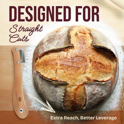 Superbaking Bread Lame - Sourdough Scoring Tool with 5 Extra Blades - Baking Supplies for Home Bakers - Sourdough Razor Scorer - Bread Making Tools - Gift for Bakers - Premium Ergonomic Wooden Handle