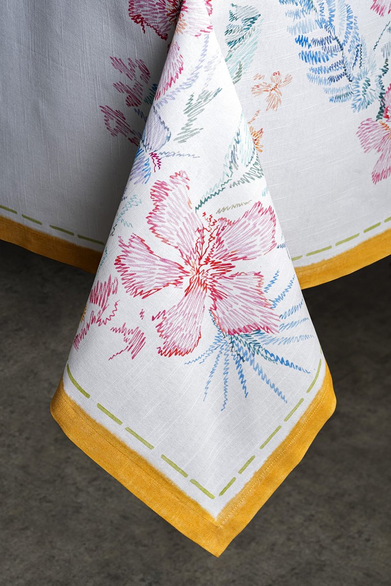 Maison d' Hermine Table Cloth Rectangle Table 100% Cotton 60 x 108 Inches Tablecloth Reusable Decorative for Dining Kitchen Room Farmhouse Home Gifts for Mothers Day Spring Summer - Paradise Island