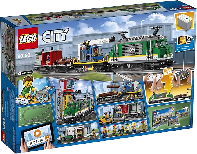 LEGO City Cargo Train 60198 Exclusive Remote Control Train Building Set with Tracks for Kids Top Present for Boys and Girls (1226 Pieces)