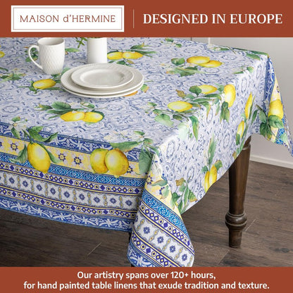 Maison d' Hermine Table Cloth Rectangle Table 100% Cotton 70 x 120 Inches Tablecloth Reusable Decorative for Dining Kitchen Room Farmhouse Home Gifts for Mothers Day Spring Summer - Citrus