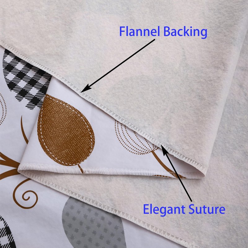 Walrus Heavy Duty Vinyl Tablecloth with Flannel Backing Waterproof Oil-Proof Plastic Table Cloth Stain-Resistant Wipeable Rectangle or Square Table Cover for Indoor and Outdoor (Leaves, 52X70 Inch)