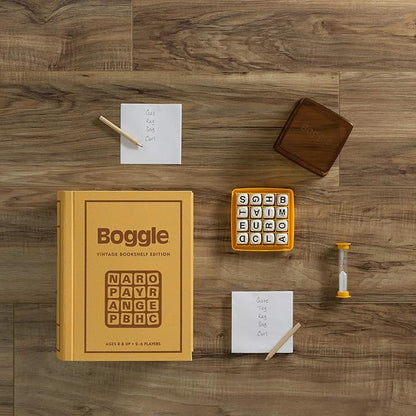 WS Game Company Boggle Vintage Bookshelf Edition Classic Word Games Linen-Wrapped Book Box with Retro 1976 Design Ages 8+