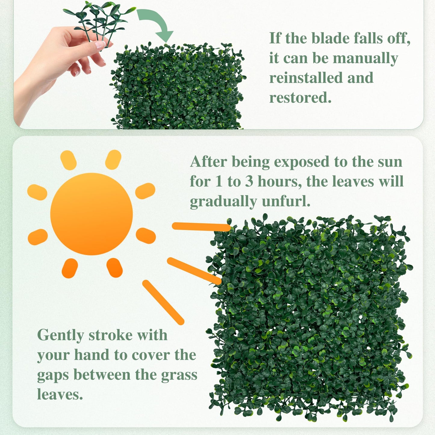 ODTORY Artificial Greenery Grass Wall Panel, 10x10 Inch 6-Pack (4.2 sqft), UV-Anti Fake Ivy Fence Privacy Screen Green Boxwood Covering for Indoor and Outdoor Home Wall Decor